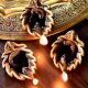 3 Pieces Brass Ganpati And Leaf Oil Lamp Diya